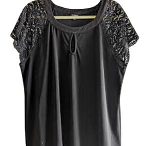TORRID Black Lace Sleeve Keyhole Blouse Size 3 (3X=22-24) EUC